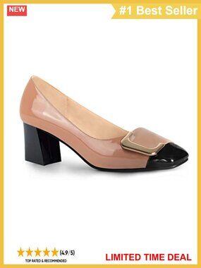 Faux Leather Square Toe Chunky Heel Slip On Pumps Office Dress Shoes